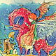 Картина принт+акварель, ангел и дракон "Встреча ...", Картины, Астрахань,  Фото №1