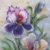 Картина из шерсти цветы "Маковое поле"