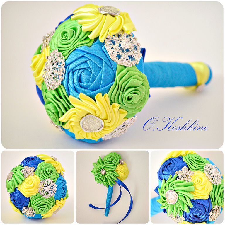 Букет-дублер. Брошь-букет. Бутоньерка. Лимонный свадебный букет в ...