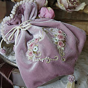 Interior heart pendant. Vintage. Embroidery Rococo