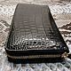 Men's crocodile leather clutch, zipped, in black. Clutches. SHOES&BAGS. My Livemaster. Фото №5