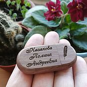 Сувениры и подарки handmade. Livemaster - original item Wooden USB flash drive with engraving, key chain with ring, a gift from the tree. Handmade.