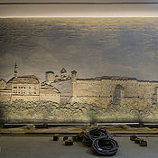 Панно на стену - рельеф Сотворение Адама с руками фреска Микеланджело