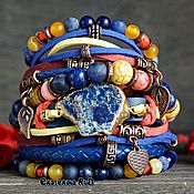 Украшения handmade. Livemaster - original item Leather bracelet with stones in the Boho style 
