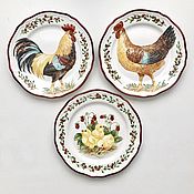 Посуда handmade. Livemaster - original item Painted porcelain Plates on the wall Friendly family 3 PCs. Handmade.