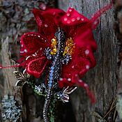Украшения handmade. Livemaster - original item Handmade Brooch-pin Volumetric Flower Beads Sequins Lizard 21/7. Handmade.