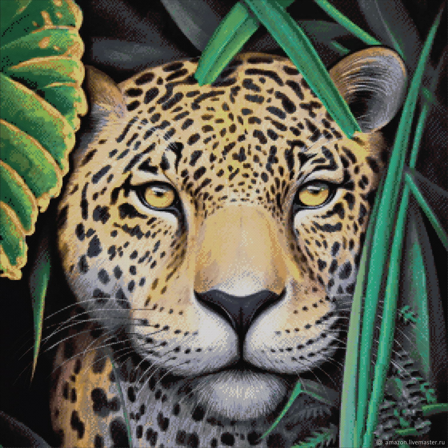 Леопард в цветах картина