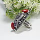 Lizard Ring Amethyst Coral 925 Silver ALS0051. Rings. Sunny Silver. My Livemaster. Фото №4