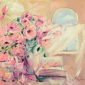 Картины и панно handmade. Livemaster - original item oil painting on canvas with stretcher. Poetry pink poppies. Maki.. Handmade.