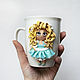 The girl in the mint dress. Decor on a mug of polymer clay, Mugs and cups, Krasnodar,  Фото №1
