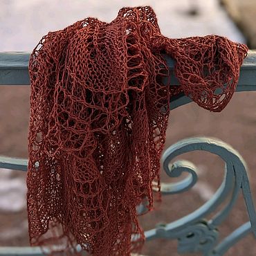Рыжая (терракотовая) шаль из льна. . Аксессуары ручной работы - Ярмарка Мастеров Аксессуары ручной работы. Ярмарка Мастеров - ручная работа Рыжая (терракотовая) шаль из льна. Handmade.