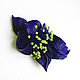 Leather Brooch Sabine leather flower blue cobalt green pear. Brooches. De-Si-Re. Online shopping on My Livemaster.  Фото №2