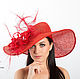 Свадебные и вечерние аксессуары ручной работы. Эксклюзивная красная шляпа для скачек `Lady rouge`. Анна Андриенко. Ярмарка Мастеров.