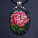  ' Chinese peony ' - jewelry painting on stone, Pendant, Moscow,  Фото №1
