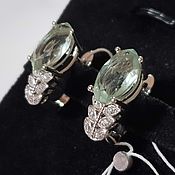 Украшения handmade. Livemaster - original item Silver earrings with 13h8 mm quartz and cubic zirconia. Handmade.