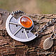 Sterling silver pendant with chain Orange spessartine garnet, Pendant, Moscow,  Фото №1