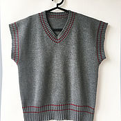 Одежда handmade. Livemaster - original item vests: Short knitted vest with striped trim. Handmade.