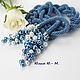 Lariat 'Sea holidays', wiring of beads, blue color, Lariats, Ryazan,  Фото №1
