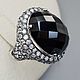 Silver ring with black onyx 18h13 mm and cubic zirconia, Rings, Moscow,  Фото №1