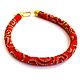 Order Harness necklace beaded 'Red with gold monograms'. Beaded jewelry. Livemaster. . Necklace Фото №3