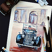 Картины и панно handmade. Livemaster - original item Painting: watercolor on paper VINTAGE CAR. Handmade.