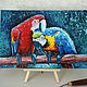 Картина маслом два попугая на ветке, парочка птиц, попугай Ара, Картины, Тольятти,  Фото №1