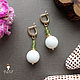 Delicate earrings with white agate and chrysolites green. Earrings. Nefrit_biju. Online shopping on My Livemaster.  Фото №2