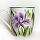Mug with painted double smear 'Irises', Mugs and cups, ,  Фото №1