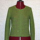 Order Cashmere Merino viscose. Jacket olive Green handmade crochet. 'Crochet classics' YULIA. Livemaster. . Suit Jackets Фото №3
