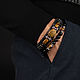 men's leather bracelet with natural tiger eye stone, Hard bracelet, Magnitogorsk,  Фото №1