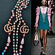 Бусы в стиле GUCCI Розовый с Бирюзовым в Золоте. Длинные бусы Гуччи, Бусы, Москва,  Фото №1