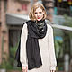 Cashmere Scarf black and white feather pattern shawl. Shawls. YUYE. My Livemaster. Фото №4