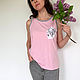 Sleeveless soft pink t-shirt with a pocket in boho style. T-shirts. ThePocket. Online shopping on My Livemaster.  Фото №2