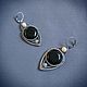 Earrings with black agate wire wrap, Earrings, Bratsk,  Фото №1
