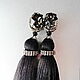 Clip 'Sweet Black Elegant' silk, Swarovski crystals. Clip on earrings. nadinbant (Nadinbant). Online shopping on My Livemaster.  Фото №2