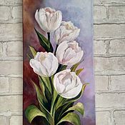 Картина маслом "Красные тюльпаны"