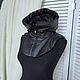 Съемный женский капюшон "Черная кожа". Капюшоны. Aritani-shop. Ярмарка Мастеров.  Фото №4