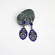 Blue beaded earrings with oriental motifs. Earrings. Handmade by Svetlana Sin. My Livemaster. Фото №5