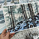 Small watercolor winter landscape Snowfall in the forest. Pictures. Pictures for the soul (RozaSavinova). Online shopping on My Livemaster.  Фото №2