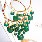 Украшения handmade. Livemaster - original item Green Onyx Ring Earrings, Gold Earrings. Handmade.