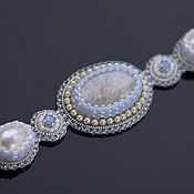 Украшения handmade. Livemaster - original item Beaded bracelet with white jade and pearls. Handmade.