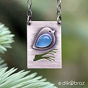 Украшения handmade. Livemaster - original item Silver Bird on a Branch pendant, blue chalcedony. Handmade.