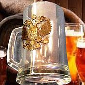 Посуда handmade. Livemaster - original item USSR beer mug with a capacity of 670 ml with a cast overlay Coat of Arms of the Russian Federation. Handmade.
