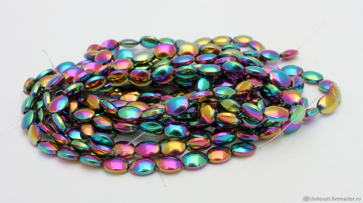 Радужный гематит. Бусы из радужных бусинок. Гематит колье. Плоская бусина гематит. Радужный гематит.