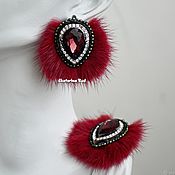 Украшения handmade. Livemaster - original item Fur, mink Earrings with garnet 