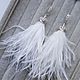 Feather earrings white with cubic Zirconia, handmade wedding earrings. Earrings. Wedding jewelry ANNARAI. Online shopping on My Livemaster.  Фото №2