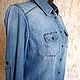 Винтаж: Женская джинсовая  рубашка 44-46 размер. Блузки винтажные. Vintage all size. Ярмарка Мастеров.  Фото №4