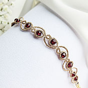 Украшения handmade. Livemaster - original item Garnet bracelet, Braided thread bracelet, frivolite lace. Handmade.