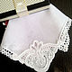 Handkerchief women's white lace monogram embroidery, Handkerchiefs, Moscow,  Фото №1