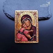 Картины и панно handmade. Livemaster - original item Miniature Vladimir Icon of the Mother of God. Handmade.